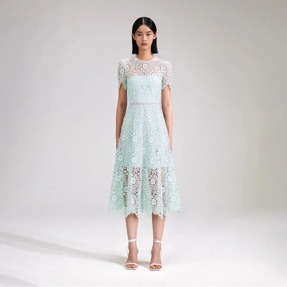 Self-Portrait | Dresses | Self Portrait Rose Lace Dress In Light Blue |  Poshmark